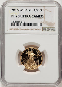 2016-W $10 Quarter-Ounce Gold Eagle 30th Anniversary Brown Label NGC PF70 (521088008)