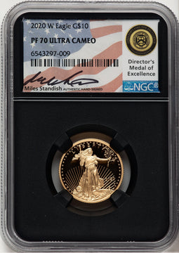 2020-W $10 Quarter-Ounce Gold Eagle Miles Standish NGC PF70