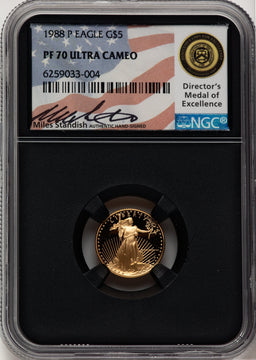 1988-P $5 Tenth-Ounce Gold Eagle Miles Standish NGC PF70