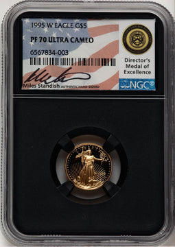 1995-W $5 Tenth-Ounce Gold Eagle Miles Standish NGC PF70