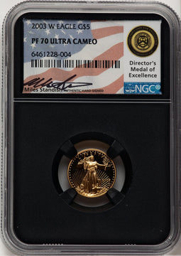 2003-W $5 Tenth-Ounce Gold Eagle Miles Standish NGC PF70