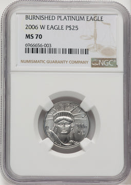 2006-W $25 Quarter-Ounce Platinum Eagle Burnished Brown Label NGC MS70
