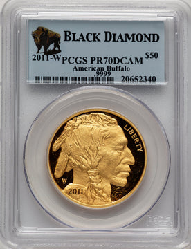 2011-W $50 One-Ounce Gold Buffalo Bison Label PCGS PR70
