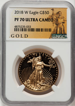 2018-W $50 One Ounce Gold Eagle NGC PF70 (777331012)