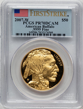 2007-W $50 One-Ounce Gold Buffalo First Strike FS Flag PCGS PR70 (506463021)