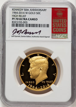 2014-W 50C Kennedy Gold 50th Anniversary Jeff Garrett Red Book Proof Kennedy Half Dollar NGC PR70 (772904004)