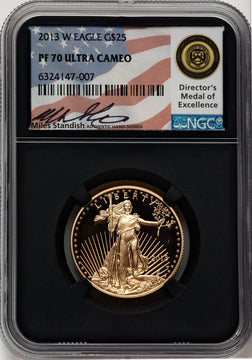 2013-W $25 Half-Ounce Gold Eagle Miles Standish NGC PF70