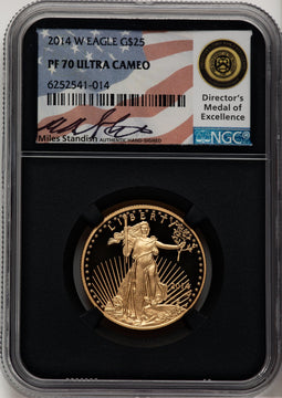 2014-W $25 Half-Ounce Gold Eagle DCAM Miles Standish NGC PF70