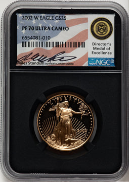 2002-W $25 Half-Ounce Gold Eagle Miles Standish NGC PF70