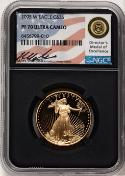 2005-W $25 Half-Ounce Gold Eagle Miles Standish NGC PF70