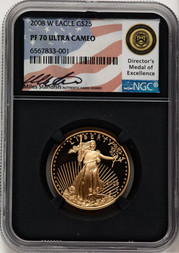 2008-W $25 Half-Ounce Gold Eagle Miles Standish NGC PF70