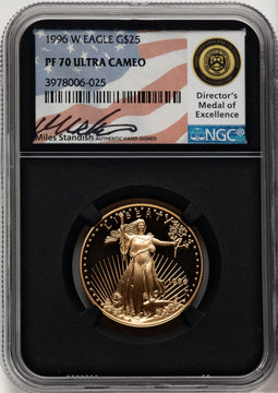 1996-W $25 Half-Ounce Gold Eagle Miles Standish NGC PF70