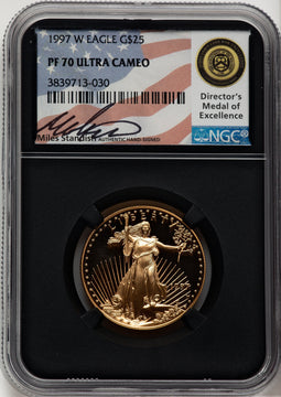 1997-W $25 Half-Ounce Gold Eagle Miles Standish NGC PF70