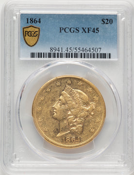 1864 $20 Liberty Double Eagle PCGS XF45