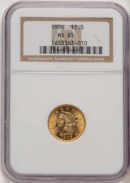 1906 $2.50 Liberty Quarter Eagle NGC MS65 (506647002)