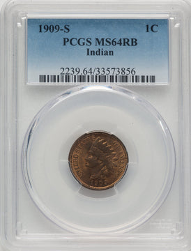 1909-S 1C Indian RB Indian Cent PCGS MS64
