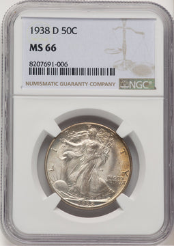 1938-D 50C Walking Liberty Half Dollar NGC MS66 (520973012)