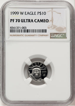 1999-W $10 Tenth-Ounce Platinum Brown Label NGC PF70 (768384089)
