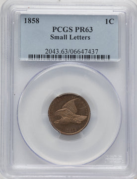 1858 Small Letters Proof Flying Eagle Cent PCGS PR63