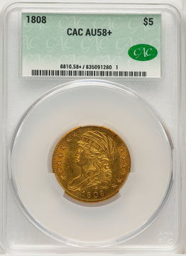 1808 $5 CACG Plus Early Half Eagle CACG AU58+