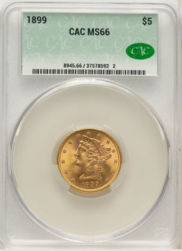1899 $5 Liberty Half Eagle CACG MS66