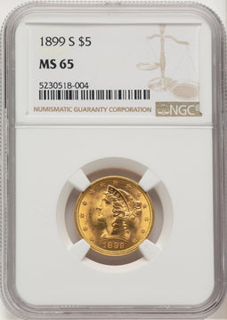 1899-S $5 Liberty Half Eagle NGC MS65
