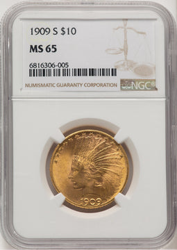 1909-S $10 Indian Eagle NGC MS65