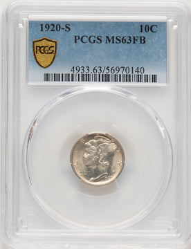1920-S 10C FB Mercury Dime PCGS MS63