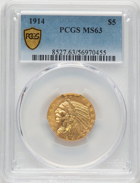 1914 $5 Indian Half Eagle PCGS MS63