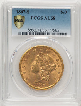 1867-S $20 Liberty Double Eagle PCGS AU58 (776661014)