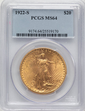1922-S $20 Saint-Gaudens Double Eagle PCGS MS64 (777551001)