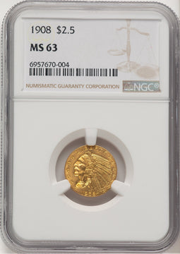 1908 $2.50 Indian Quarter Eagle NGC MS63 (777472029)