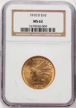 1910-D $10 Indian Eagle NGC MS62 (777525128)