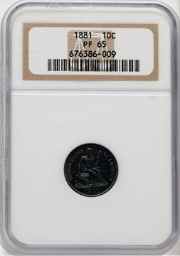 1881 10C Proof Seated Dime NGC PR65