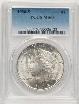 1928-S Peace Dollar PCGS MS63 (777650001)