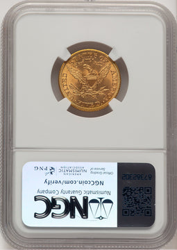 1908 $5 Liberty Liberty Half Eagle NGC MS66 (776203005)