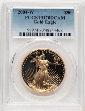 2004-W $50 One-Ounce Gold Eagle Blue Gradient PCGS PR70