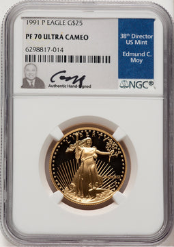 1991-P $25 Half-Ounce Gold Eagle NGC PF70 Ed Moy