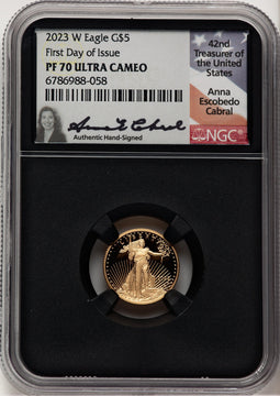 2023-W Proof Gold Eagle 1/10 oz FDI Anna Cabral NGC MS70