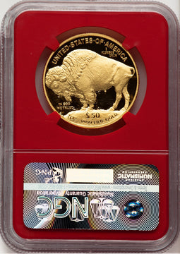 2016-W $50 One-Ounce Gold Buffalo 1 of 100 Gold Foil FDI Mike Castle NGC PF70