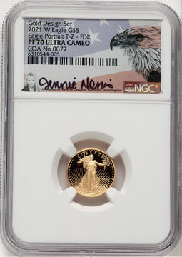 2021-W American Gold Eagle 1/10 Ounce Type 2 NGC PF70 Jennie Norris