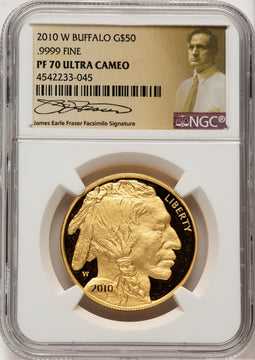 2010-W $50 One-Ounce Gold Buffalo .9999 Fine Gold NGC PF70 (777889004)