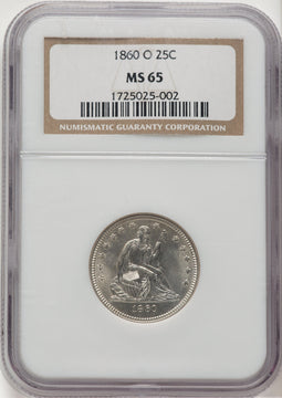 1860-O 25C Seated Quarter NGC MS65