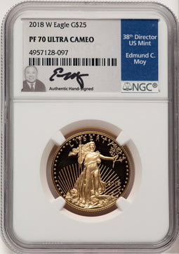 2018-W G$25 Half Ounce Gold Eagle NGC PF70 Ed Moy