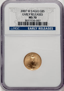 2007-W $5 Tenth-Ounce Gold Eagle ER Blue NGC MS70 (778040005)
