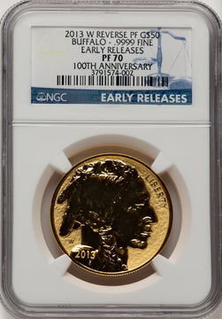 2013-W $50 One-Ounce Gold Buffalo Reverse Proof First Strike ER Blue NGC PF70