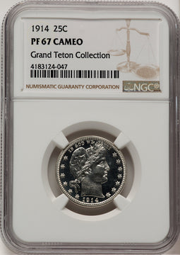 1914 25C CA Proof Barber Quarter NGC PR67