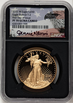 2021-W G$50 One Ounce Gold Eagle Type Two FDI FDI Jennie NGC PF70 Norris
