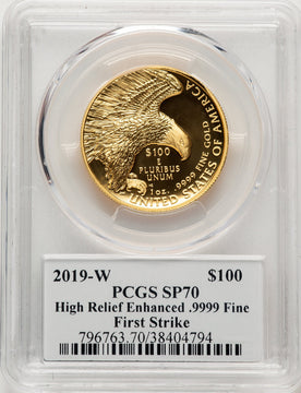 2019-W G$100 American Liberty High Relief Enhanced Non Designation PCGS MS70