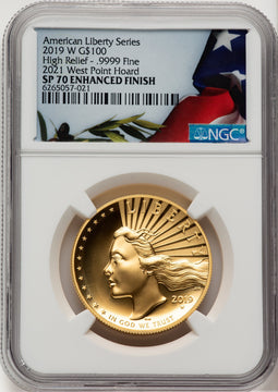 2019-W G$100 American Liberty High Relief Enhanced Bunting Flag NGC MS70 (521292043)